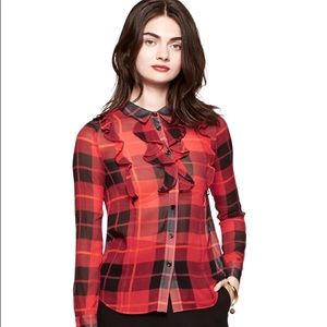 woodland plaid chiffon blouse kate spade new york